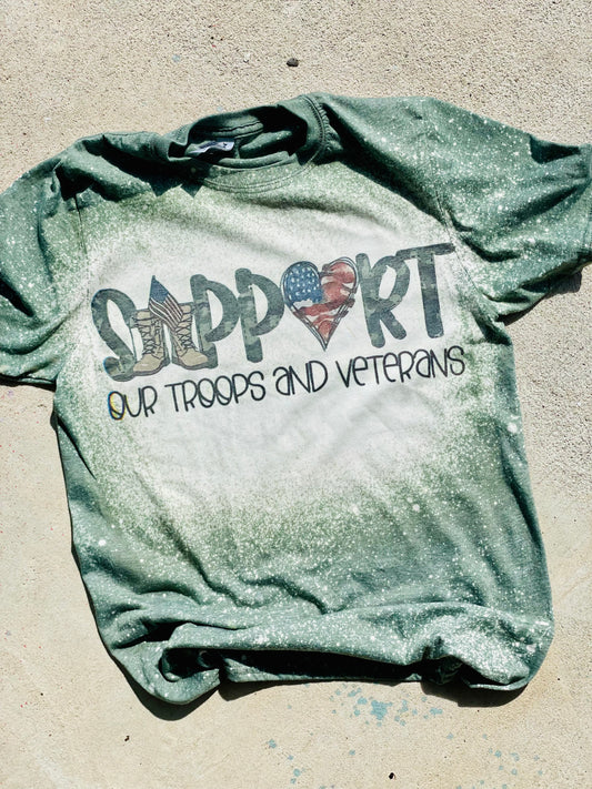 Support Our Troops & Veterans Bleach Tee